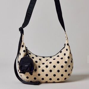White and Black - BAGGU Medium Nylon Crescent Bag